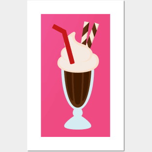 Chocolate Milkshakes with Two Wafer Sticks and a Straw Posters and Art